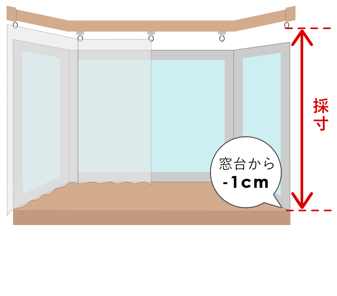 出窓（天井付け）の測り方画像