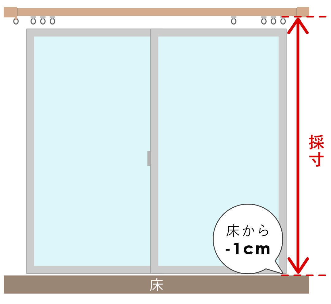 シェードカーテン掃き出し窓の測り方画像