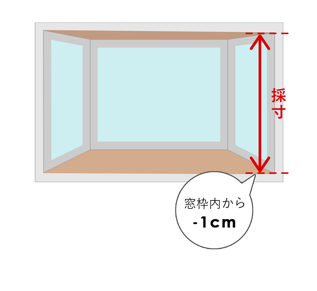 出窓（天井付け）の測り方画像