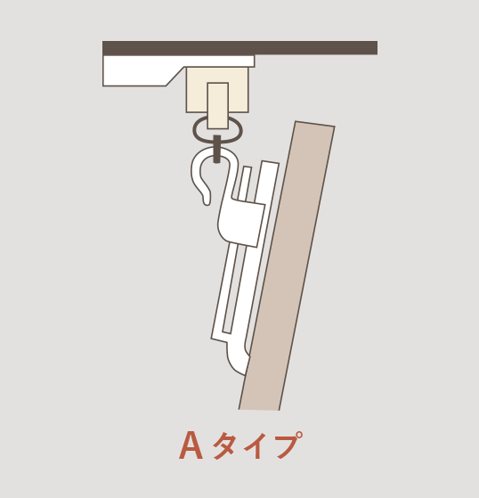 シングルレールの天井付け（Aフック）