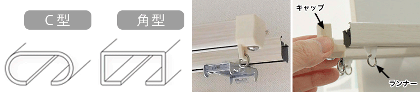 ロールスクリーンをカーテンレールに取り付けできるレールの種類と形状