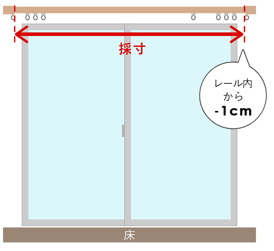 シェードカーテン掃き出し窓の測り方画像