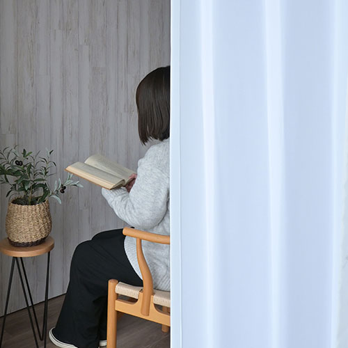 遮像レースカーテンを昼の外から見た室内の様子,透けていません