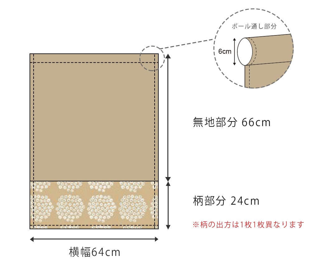 カラーブロックカフェカーテンプケッティサイズ