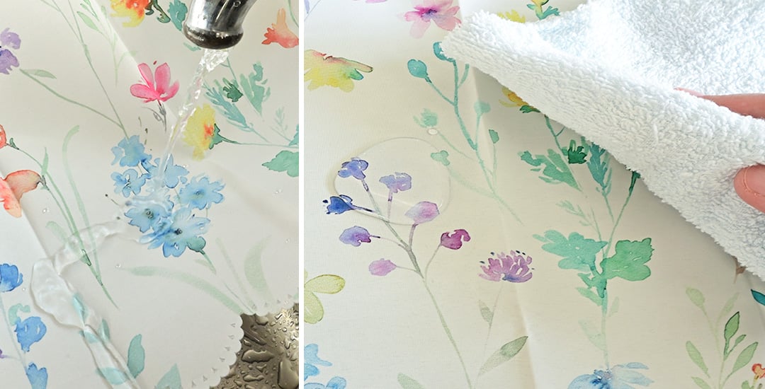 フローリアル 撥水加工 水滴や汚れをはじくカフェカーテン
