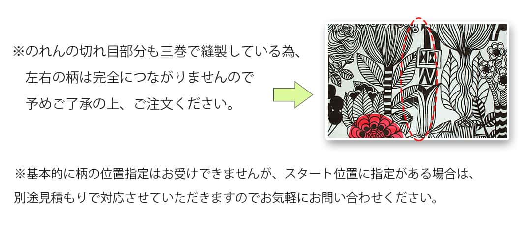 のれん中央部分の注意