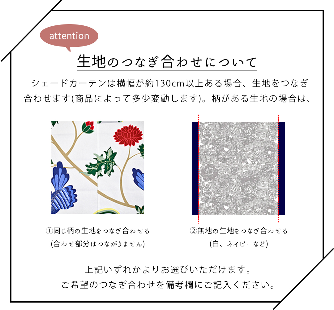 シェードのつなぎ合わせについて