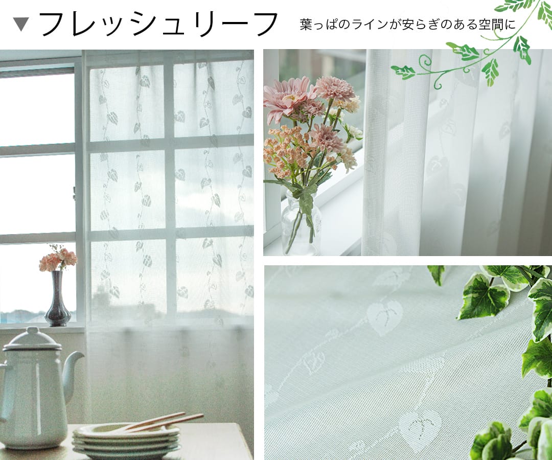 レースカーテン　フレッシュリーフ