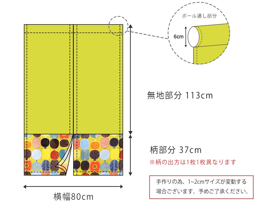 カラーブロックのれんコンポッティサイズ