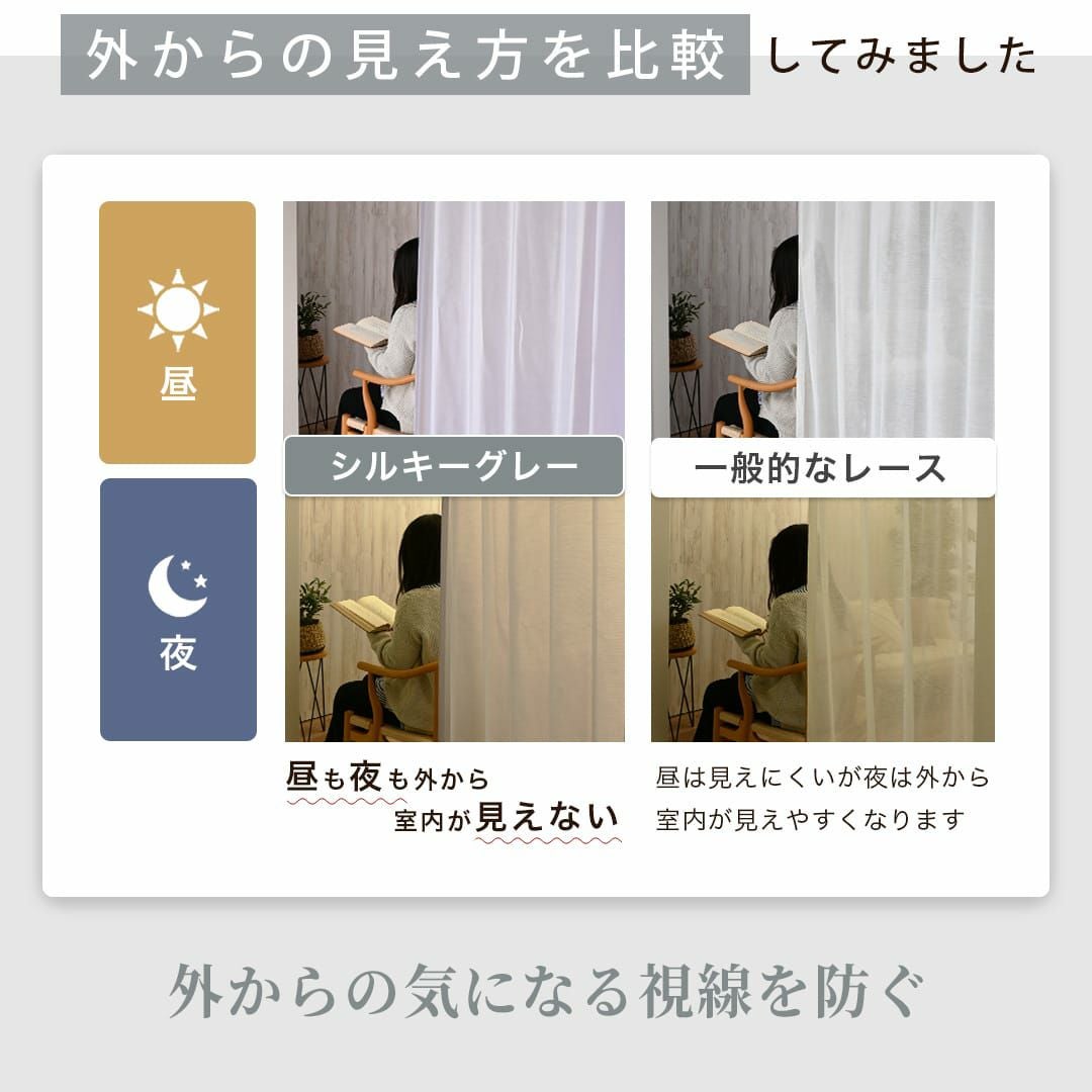 遮像・UVカット・採光のウェーブロンプラスを使用。防炎ボイルレース