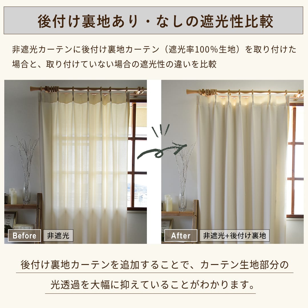後付け裏地カーテン｜完全遮光 断熱 遮熱 防音 保温｜ カーテン通販