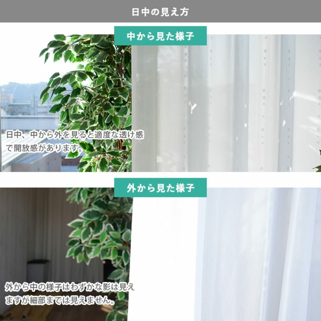 水玉模様の防炎レース。「ドロップ」のカフェカーテン | カーテン通販