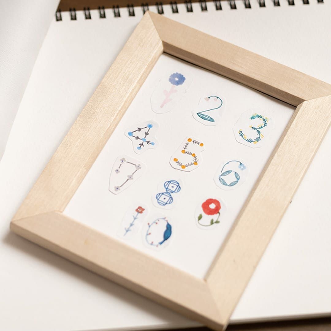 花数字｜1から10の数字を草花で描いたUVカットレースカーテン