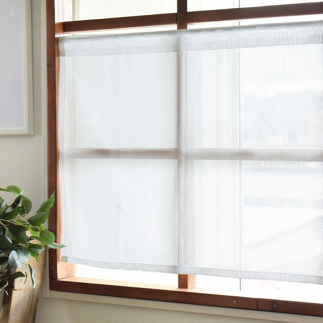 【ととと】ミラーレースカフェカーテン　お打合せ用 どんなお部屋にも合うシンプルなUVカットミラーレースカフェカーテン
