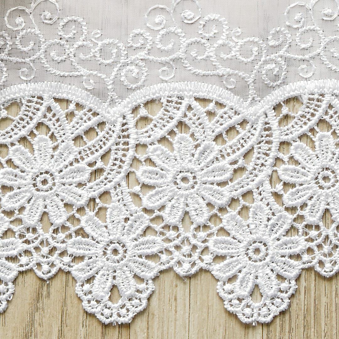 カフェカーテン✿*:❛ねむ❕❜刺繍レース✩.*ハンドメイド*:..。♡*゜ 既製サイズ トルコ刺繍レースカフェカーテン】マーガレット、リモーネ