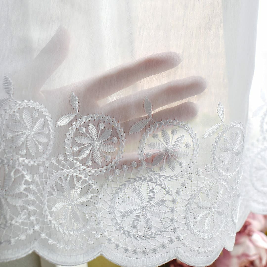 既製サイズ トルコ刺繍レースカフェカーテン】マーガレット、リモーネ