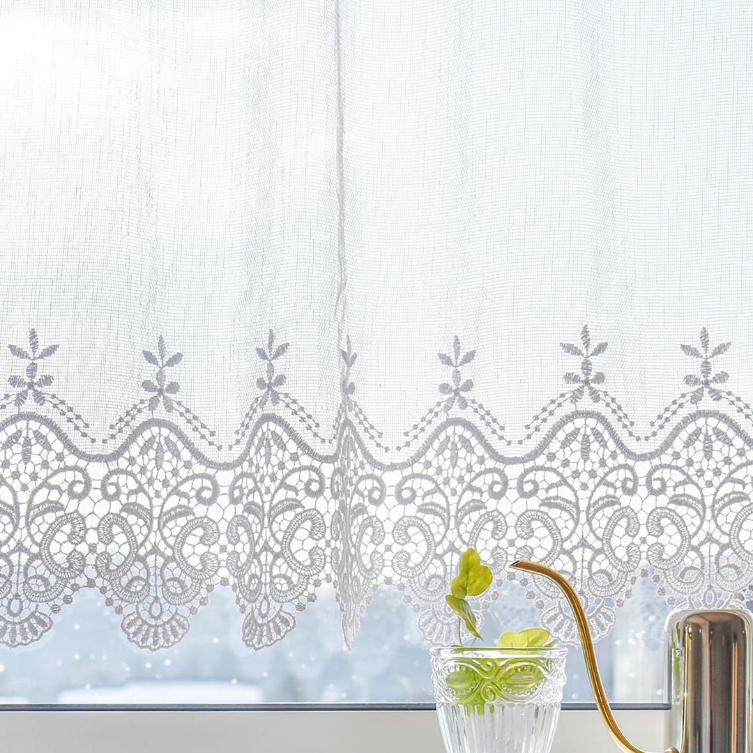 既製サイズ トルコ刺繍レースカフェカーテン】ケイティ、ジェーン