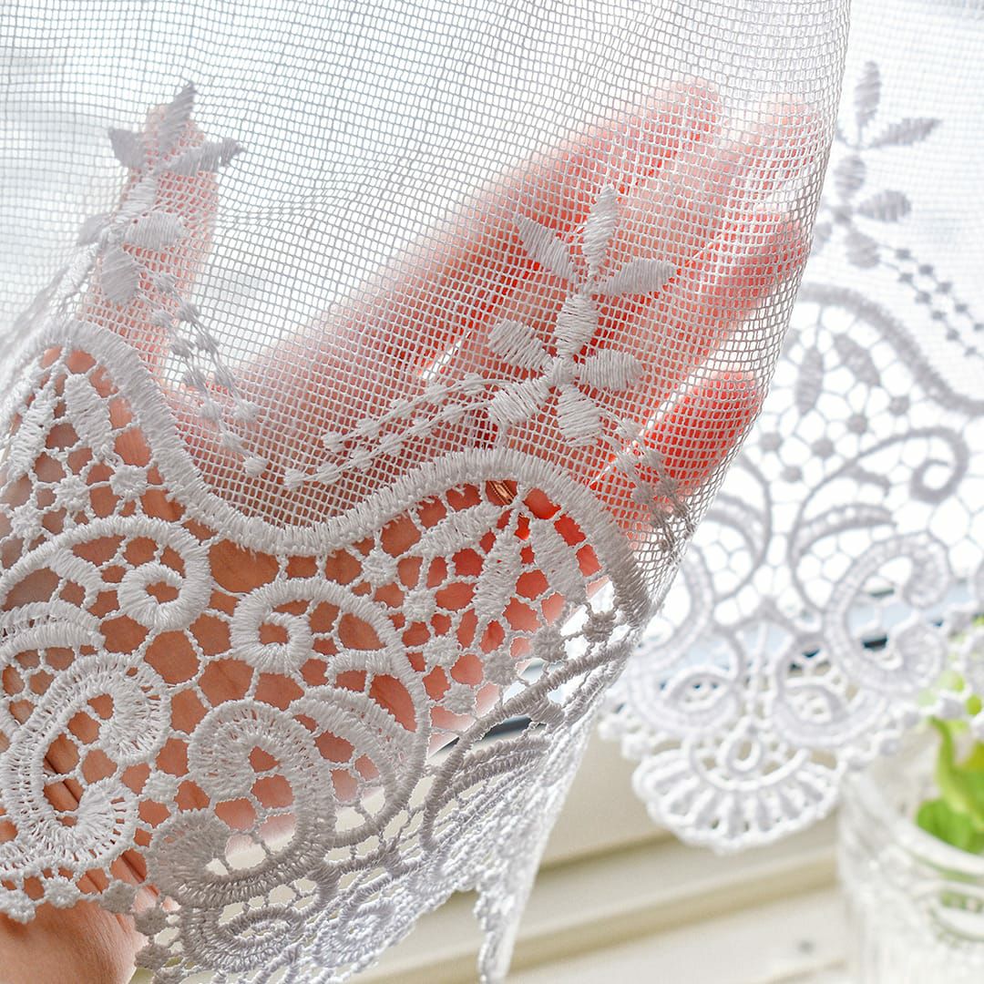 既製サイズ トルコ刺繍レースカフェカーテン】ケイティ、ジェーン