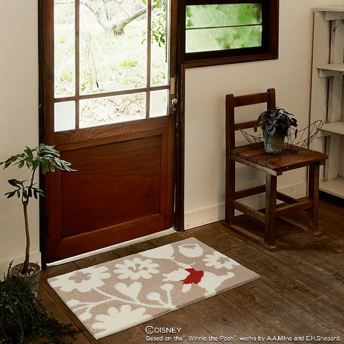 Disney プーさん 花柄マット 約960x900mm 防ダニ加工、滑り止め加工マット。バルーンフラワーマット(50×80cm