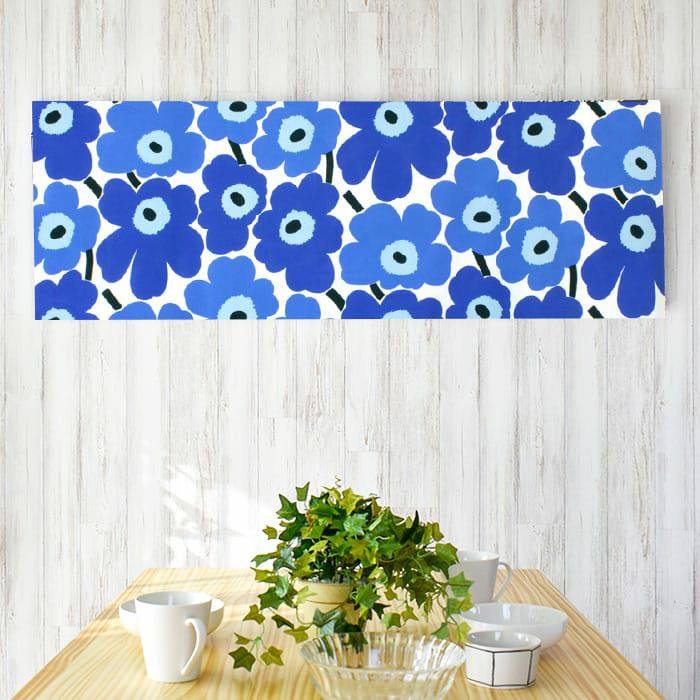 ファブリックパネル マリメッコ　BLUE 1200×500mm マリメッコのファブリックパネル「ピエニウニッコ」XLサイズ